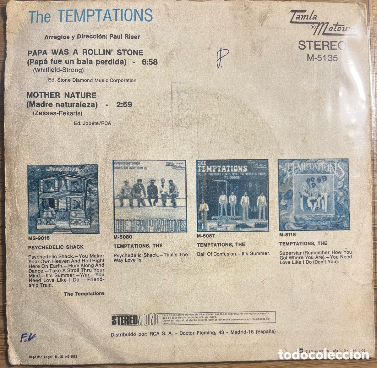 Discos de vinilo: THE TEMPTATIONS Pap&aacute; was a Rollin&rsquo; stone - Foto 2