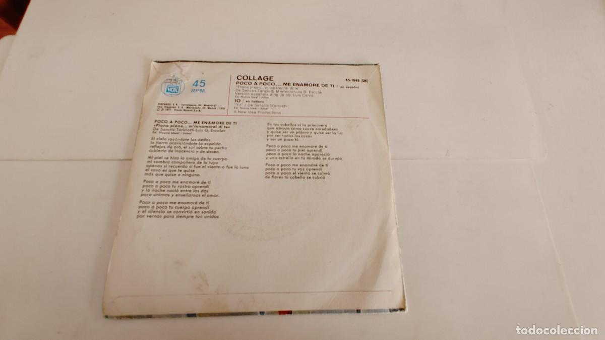 Discos de vinilo: COLLAGE-SINGLE POCO A POCO ME ENAMORE DE TI-EN ESPA&Ntilde;OL - Foto 2