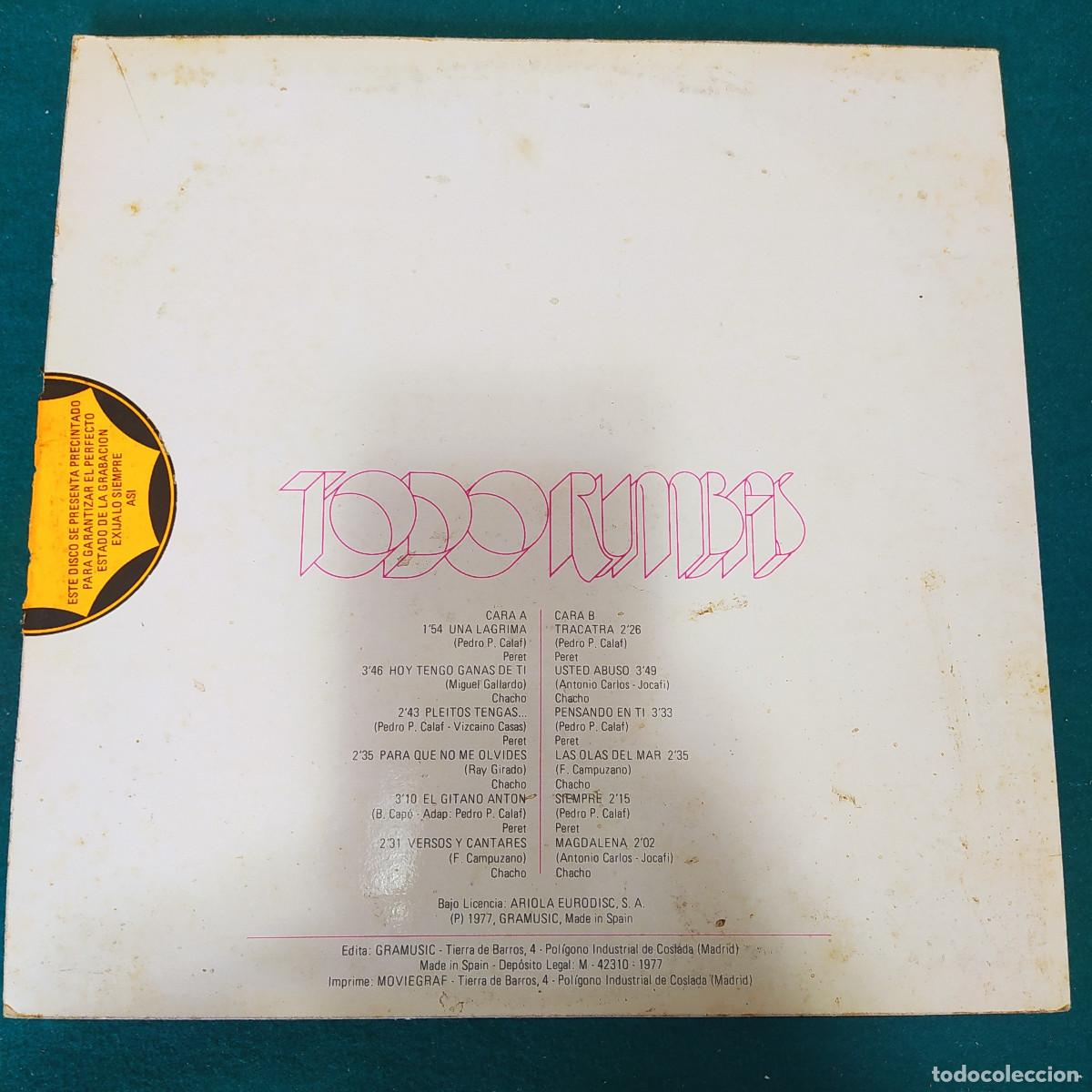 Discos de vinilo: Peret / Chacho &ndash; Todo Rumbas - Foto 2