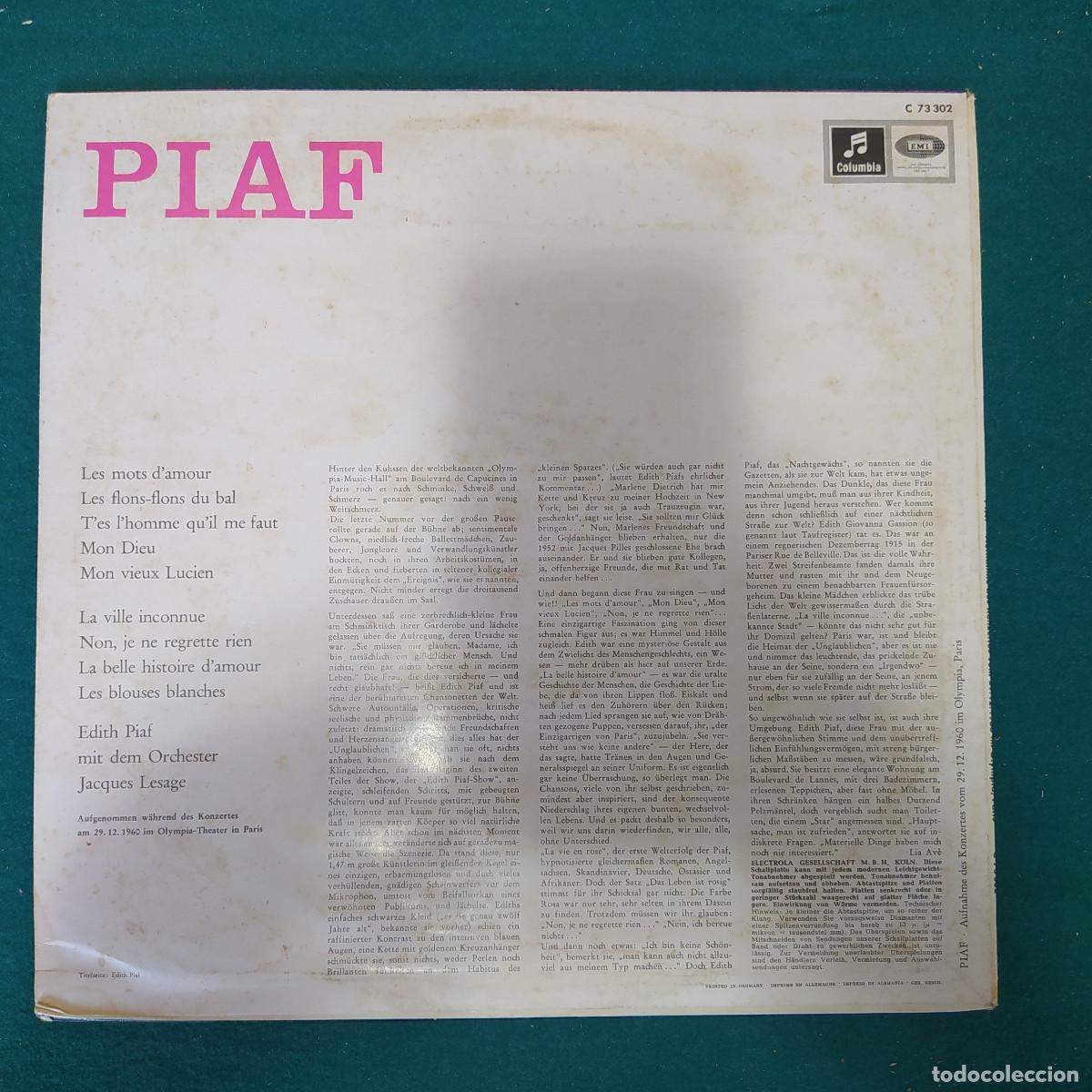 Discos de vinilo: Piaf &ndash; Piaf 1961 pop - Foto 2