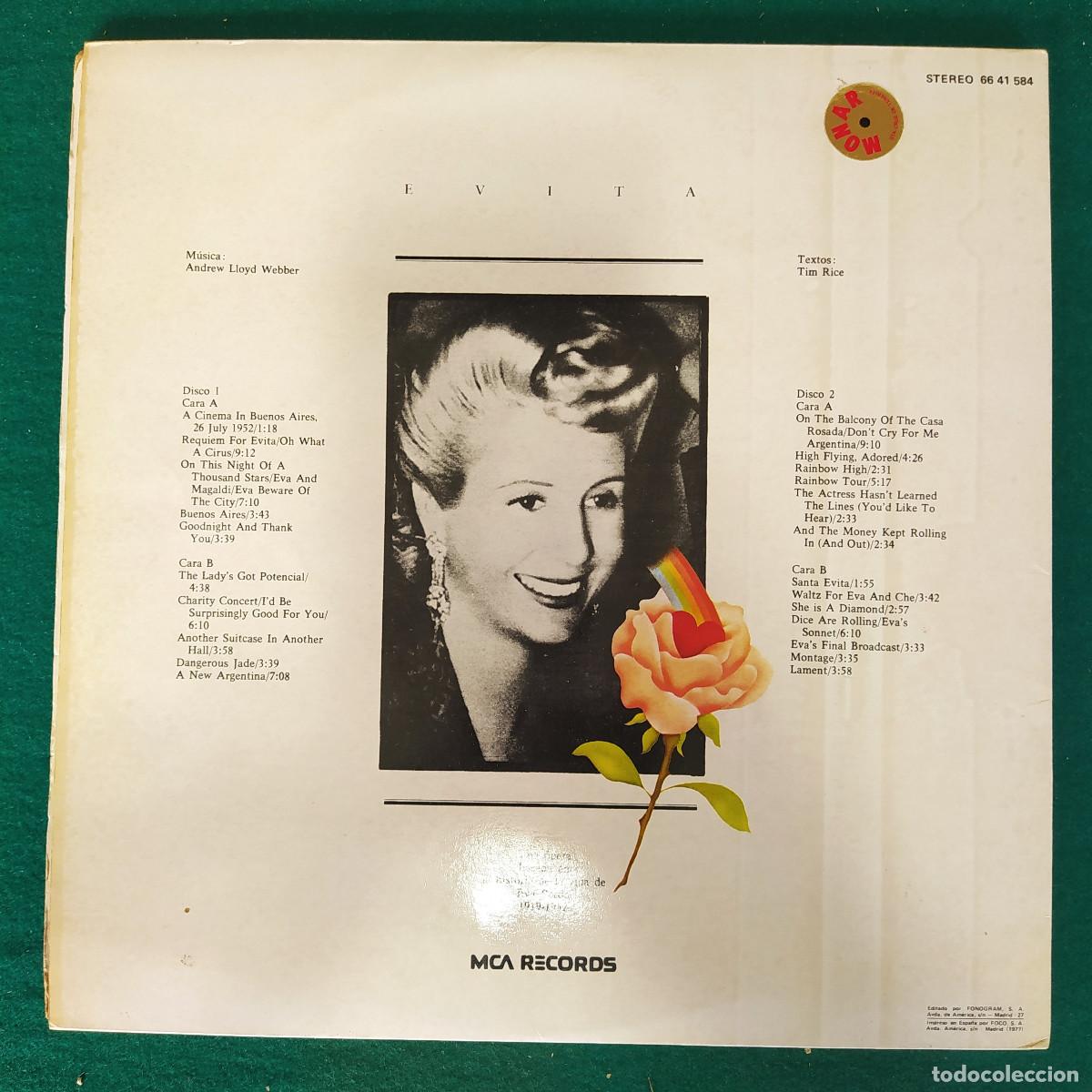 Discos de vinilo: Andrew Lloyd Webber And Tim Rice &ndash; Evita - Foto 2