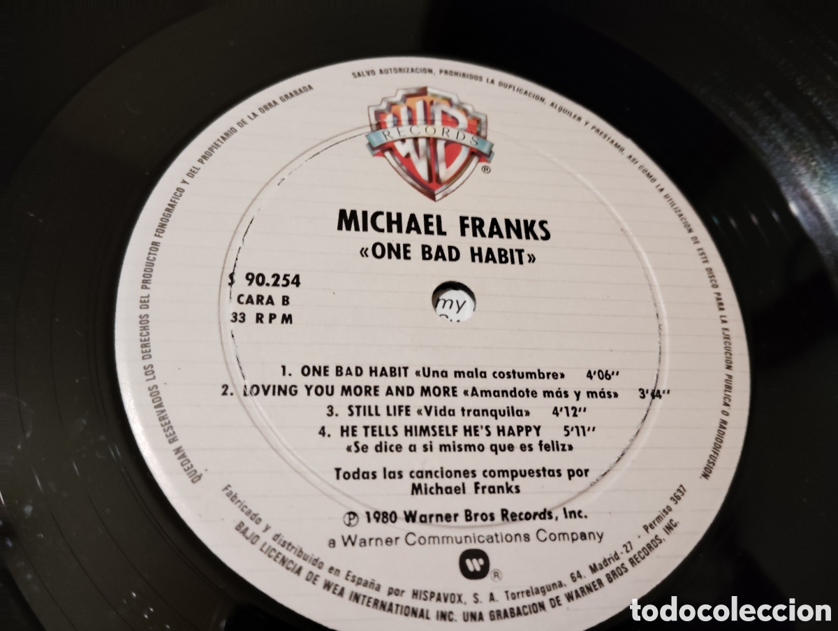 Discos de vinilo: MICHAEL FRANKS - ONE BAD HABIT , 1980 - Foto 3
