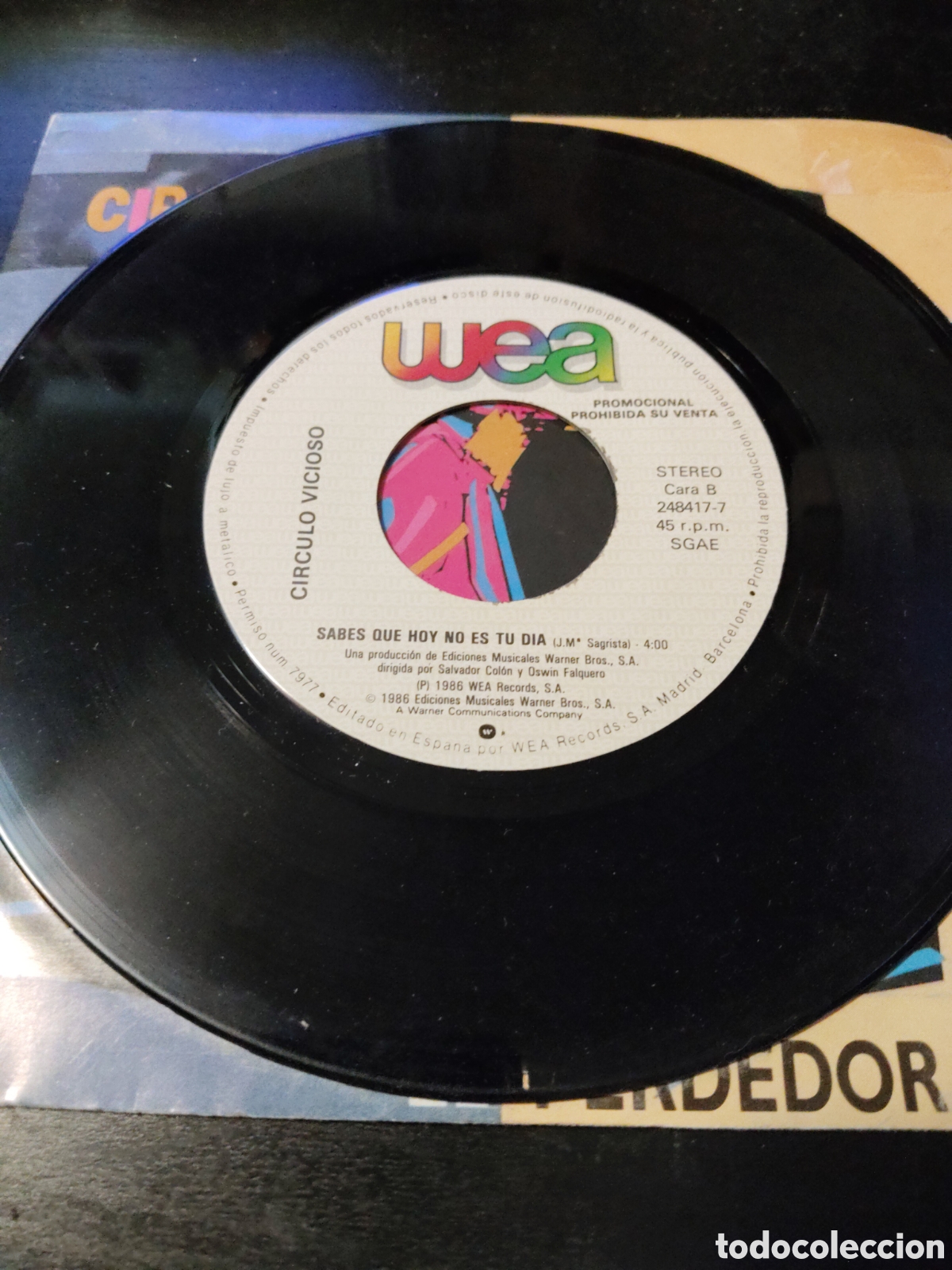 Discos de vinilo: Circulo Vicioso&nbsp;&ndash;&nbsp;El Perdedor Vinilo 7 promo 1987 Espa&ntilde;a - Foto 4