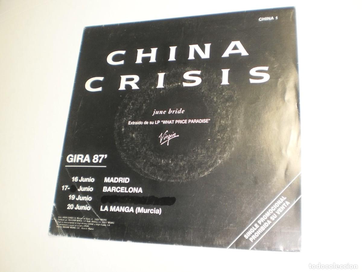 Discos de vinil: single promo china crisis. gira 87' june bride. virgin 1987 spain (seminuevo)