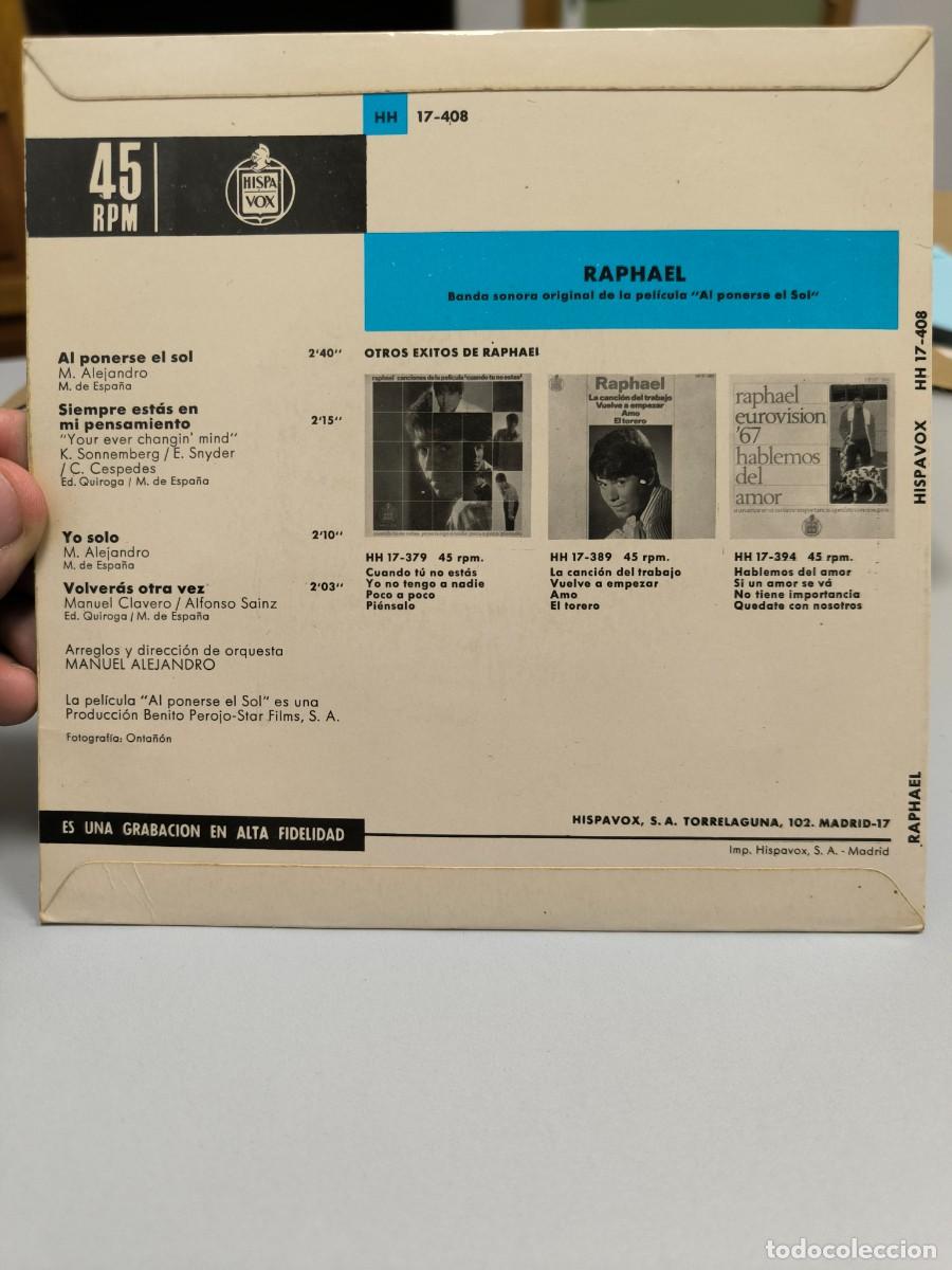 Discos de vinilo: Single - Raphael - - PORTE 5 - Foto 2