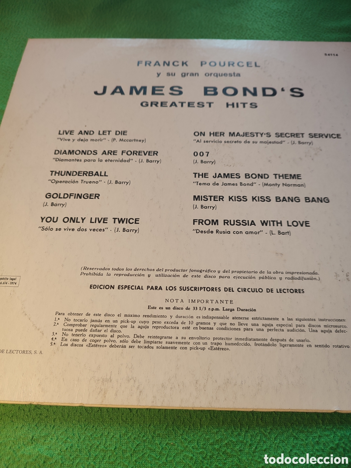 Discos de vinilo: Franck Pourcel - James Bonds Greatest hits - Foto 2