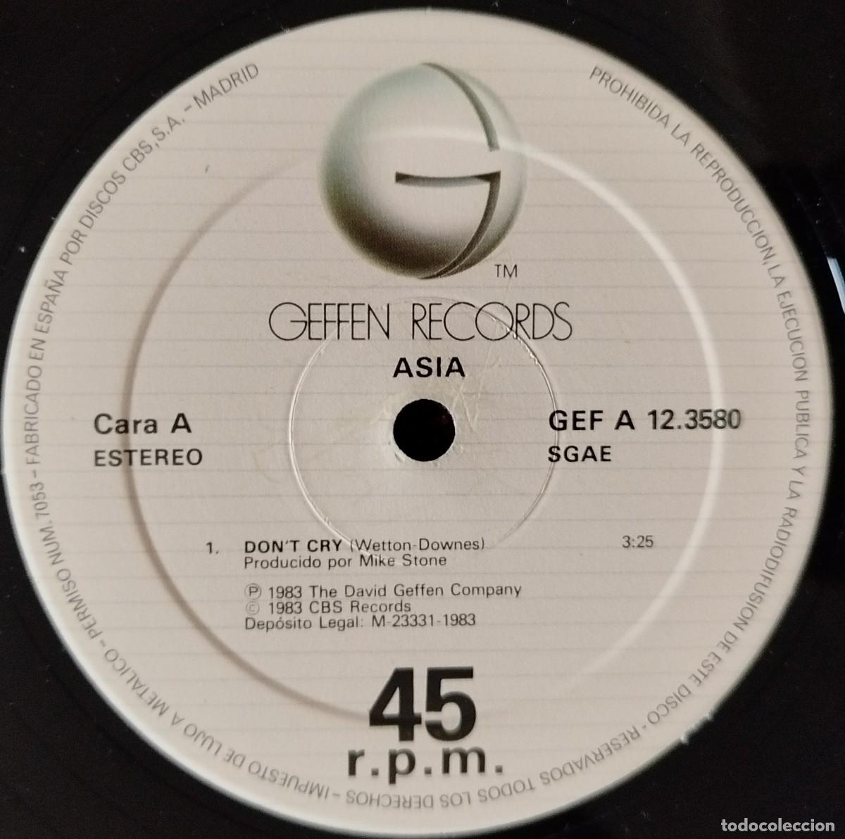Discos de vinilo: ASIA ** Dont Cry ** MAXI SINGLE VINILO 1983 - Foto 3