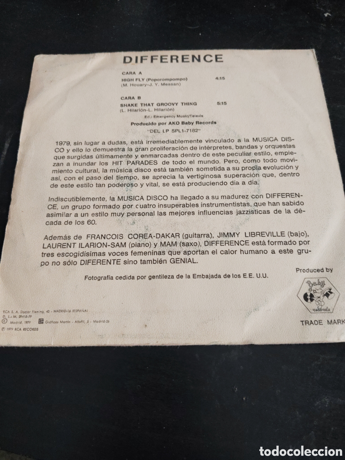 Discos de vinilo: Difference&nbsp;&ndash;&nbsp;High Fly Vinilo 7&rdquo; promo 1979 Espa&ntilde;a - Foto 2