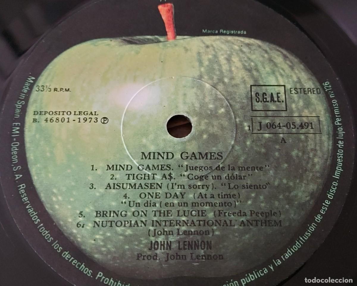 Discos de vinilo: LP JOHN LENNON MIND GAMES Apple 1973 ESPA&Ntilde;A - Foto 4