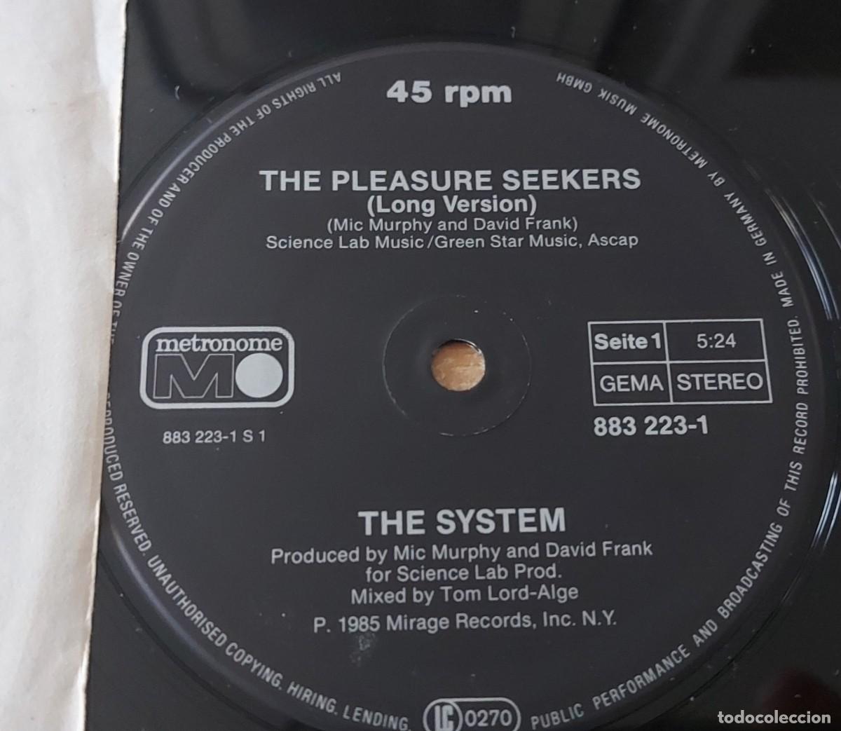 Discos de vinilo: LP MAXI THE SYSTEM THE PLEASURE SEEKERS long version 1985 Germany - Foto 3