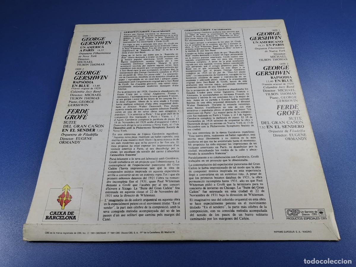 Discos de vinilo: FERDE GROFE. GEORGE GERSHWIN. SPAIN. CBS. 1981 - Foto 9