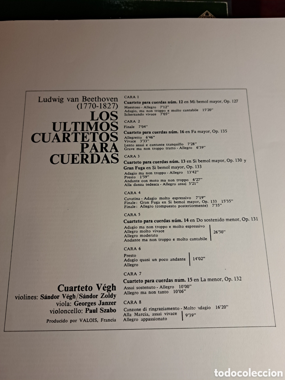 Discos de vinilo: Beethoven. Los &uacute;ltimos cuartetos para cuerdas. Cuarteto Vegh - Foto 2