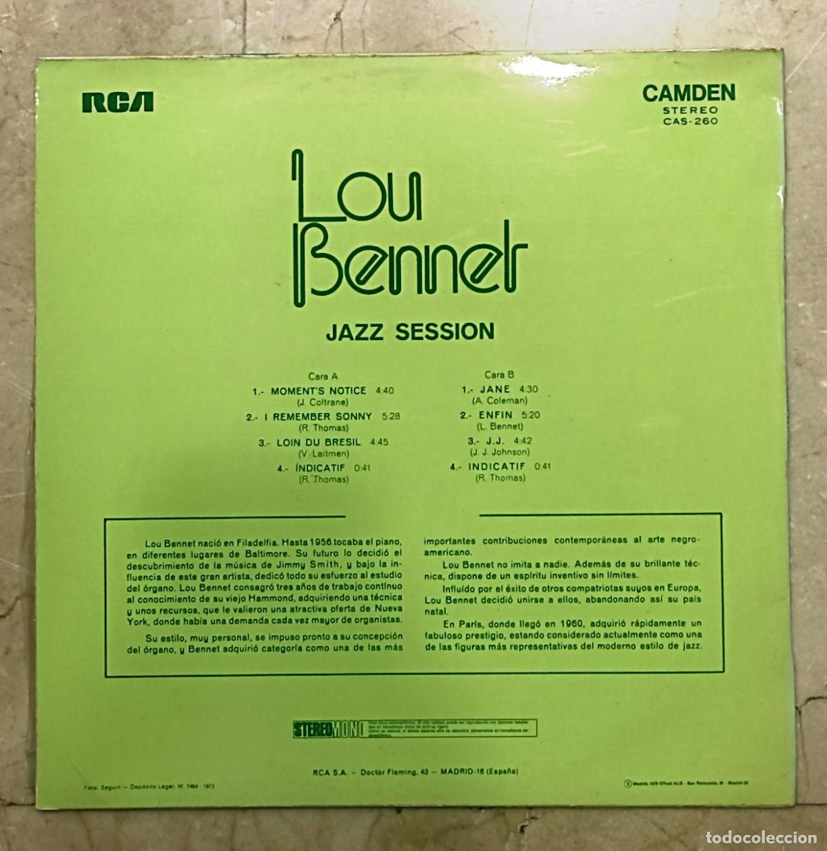 Discos de vinilo: LOU BENNET - JAZZ SESSION - LP - RCA 1973 - Foto 2