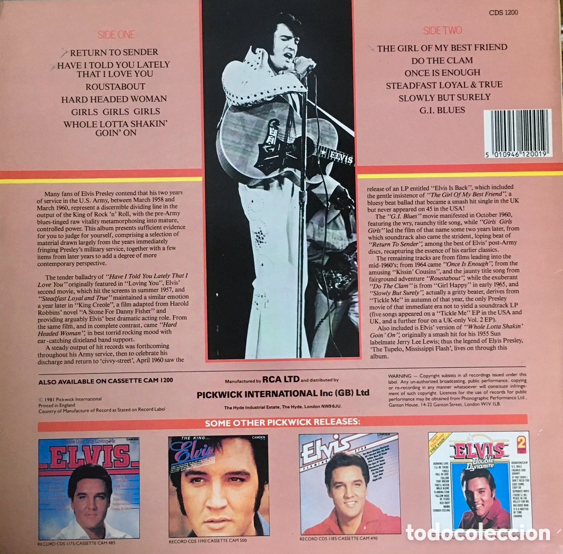 Discos de vinilo: Disco Vinilo LP. Elvis Presley. &ldquo;Return to Sender&rdquo;. 1981. - Foto 2