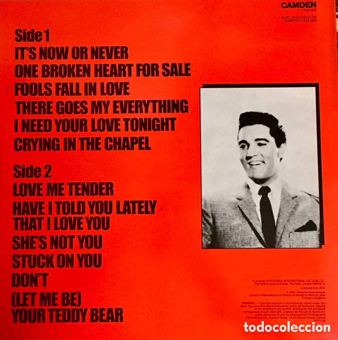 Discos de vinilo: Disco Vinilo LP. Elvis Presley. &ldquo;It&rsquo;s Now or Never&rdquo;. 1981. - Foto 2