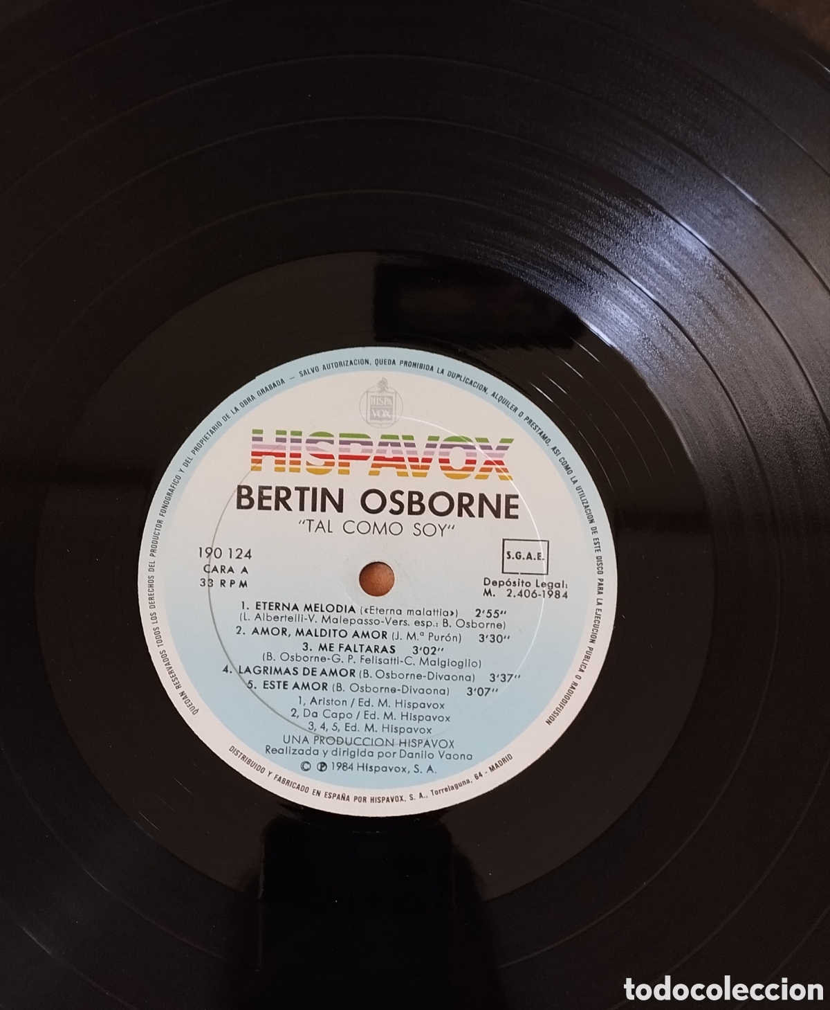 Discos de vinilo: DISCO LP, BERT&Iacute;N OSBORNE. TAL COMO SOY. 1984. HISPAVOX - Foto 4