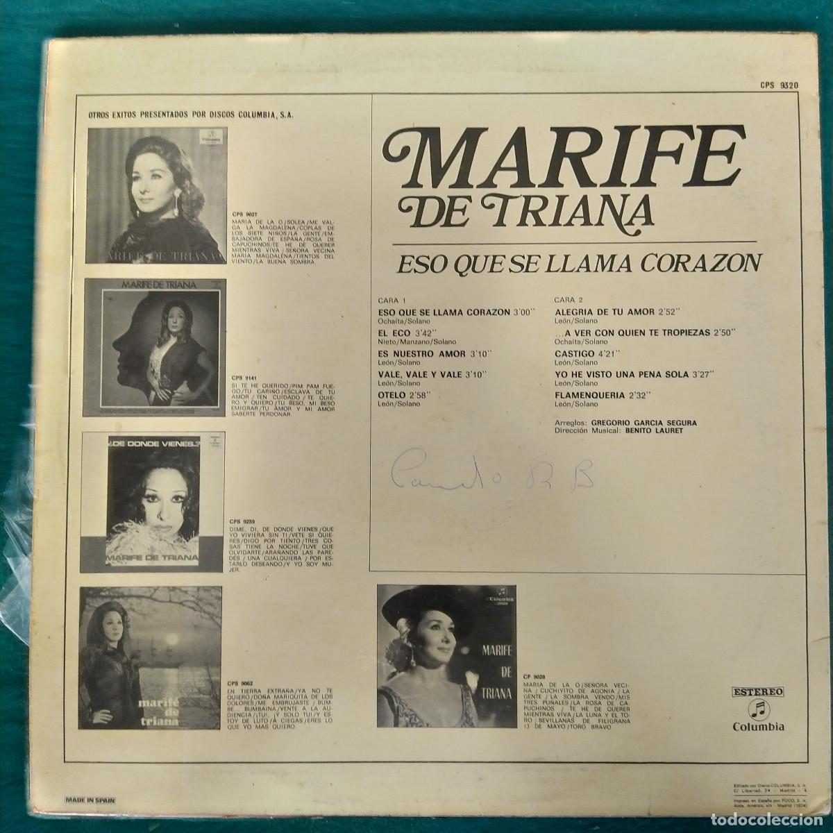 Discos de vinilo: Marif&eacute; de Triana &ndash; Eso Que Se Llama Coraz&oacute;n - Foto 2