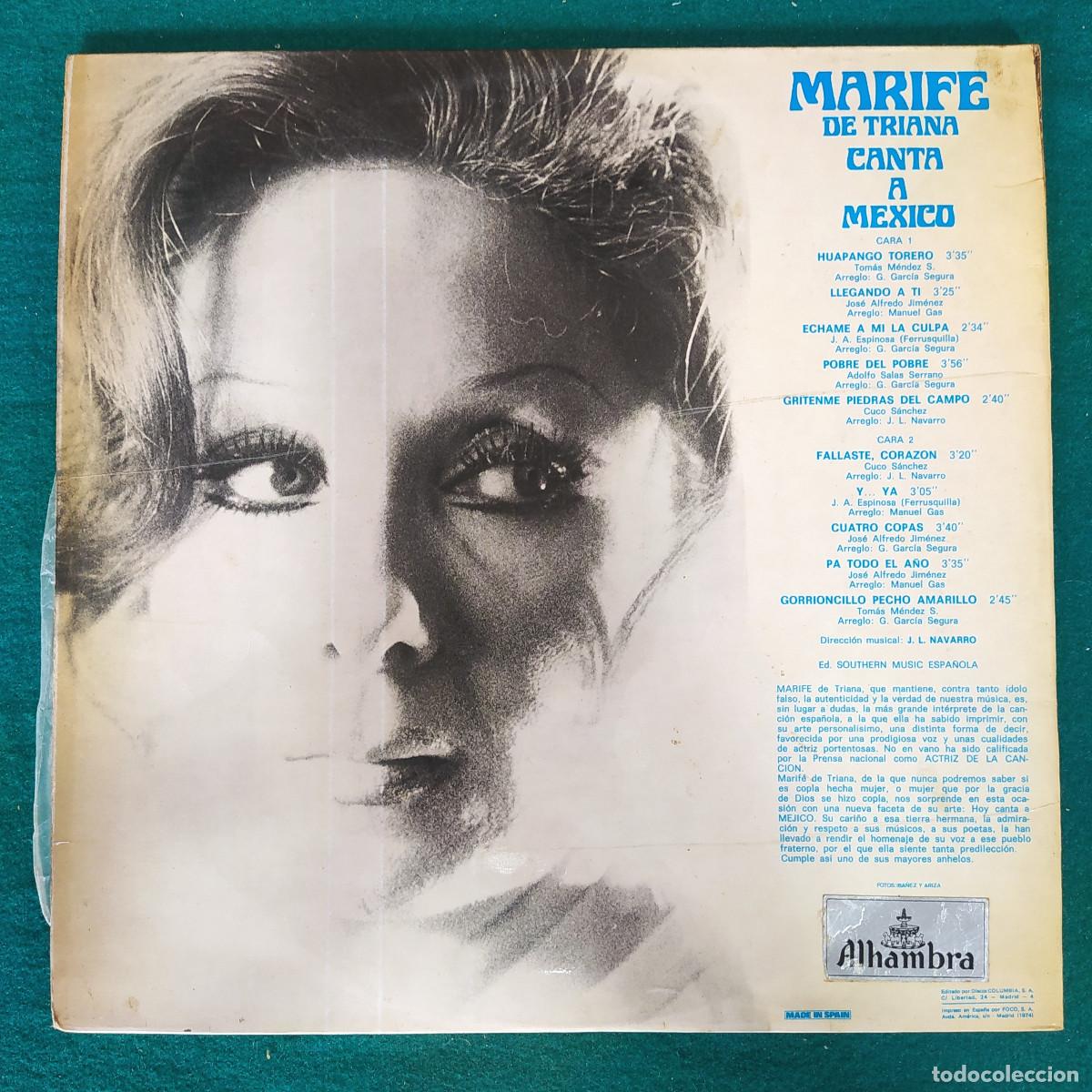 Discos de vinilo: Marif&eacute; De Triana &ndash; Canta A Mexico - Foto 2