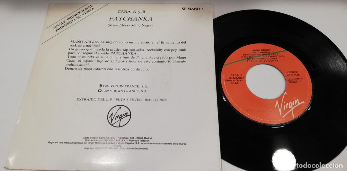 Discos de vinilo: SCO22-Mano Negra - Patchanka (7&rdquo;, Single, Promo) - Foto 2
