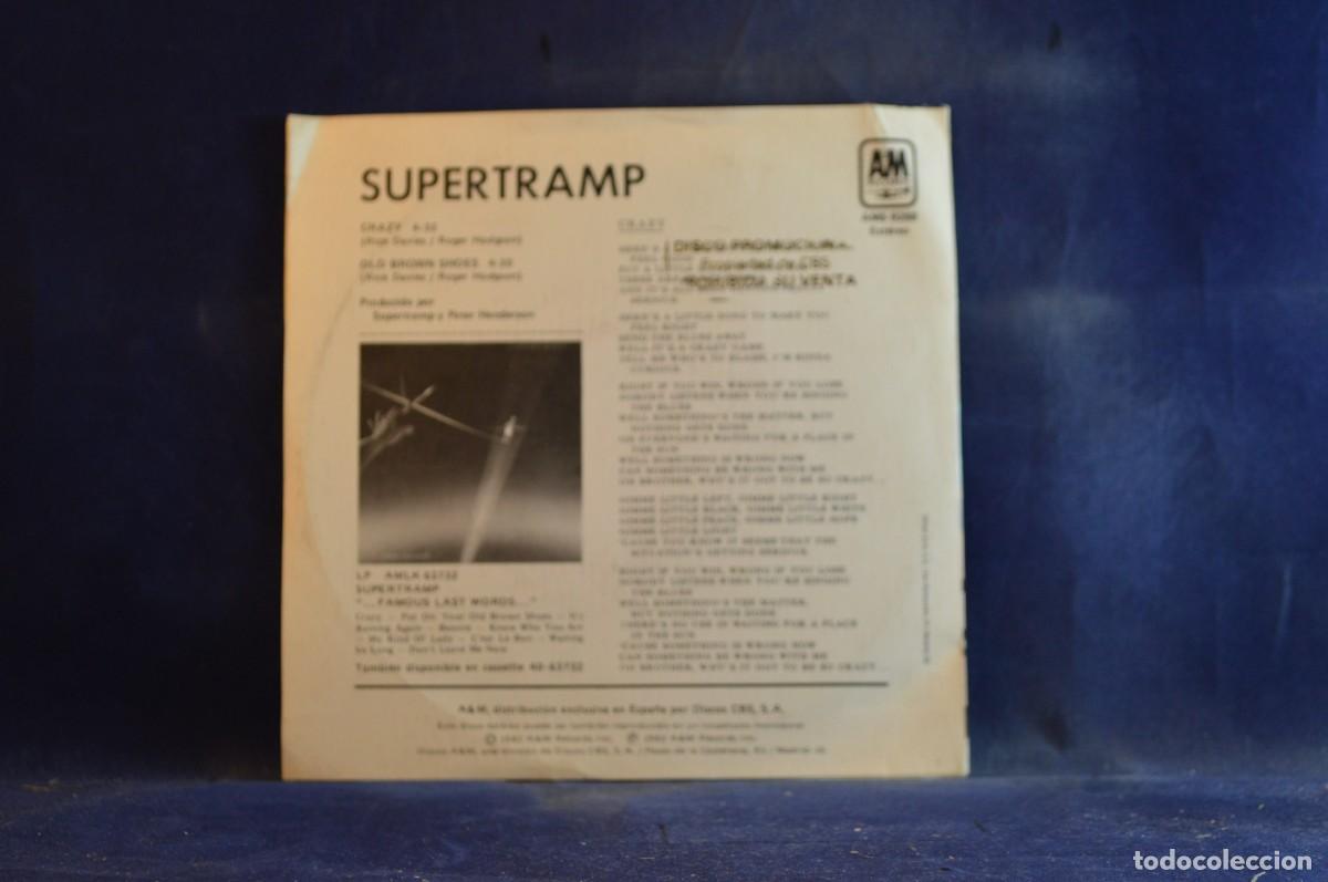 Discos de vinilo: SUPERTRAMP - CRAZY - OLD BROWN SHOES - SINGLE - Foto 2