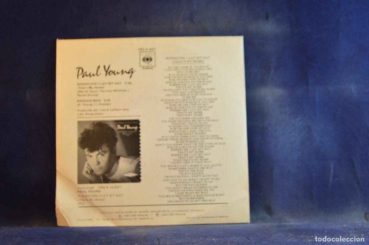 Discos de vinilo: PAUL YOUNG &ndash; WHEREVER I LAY MY HAT - SINGLE - Foto 2