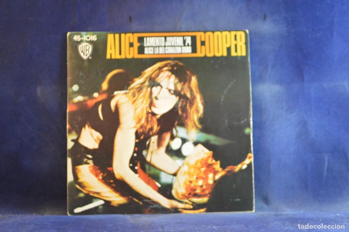 Discos de vinilo: ALICE COOPER - LAMENTO JUVENIL - ALICE LA DE CORAZON DURO - SINGLE - Foto 1