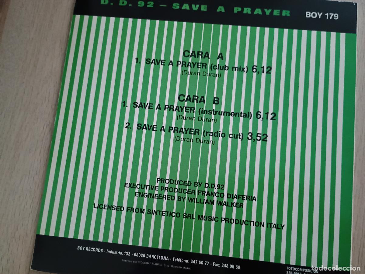 Discos de vinilo: D.D. 92 &ndash; Save A Prayer Spain 1993 Electronic House - Foto 3
