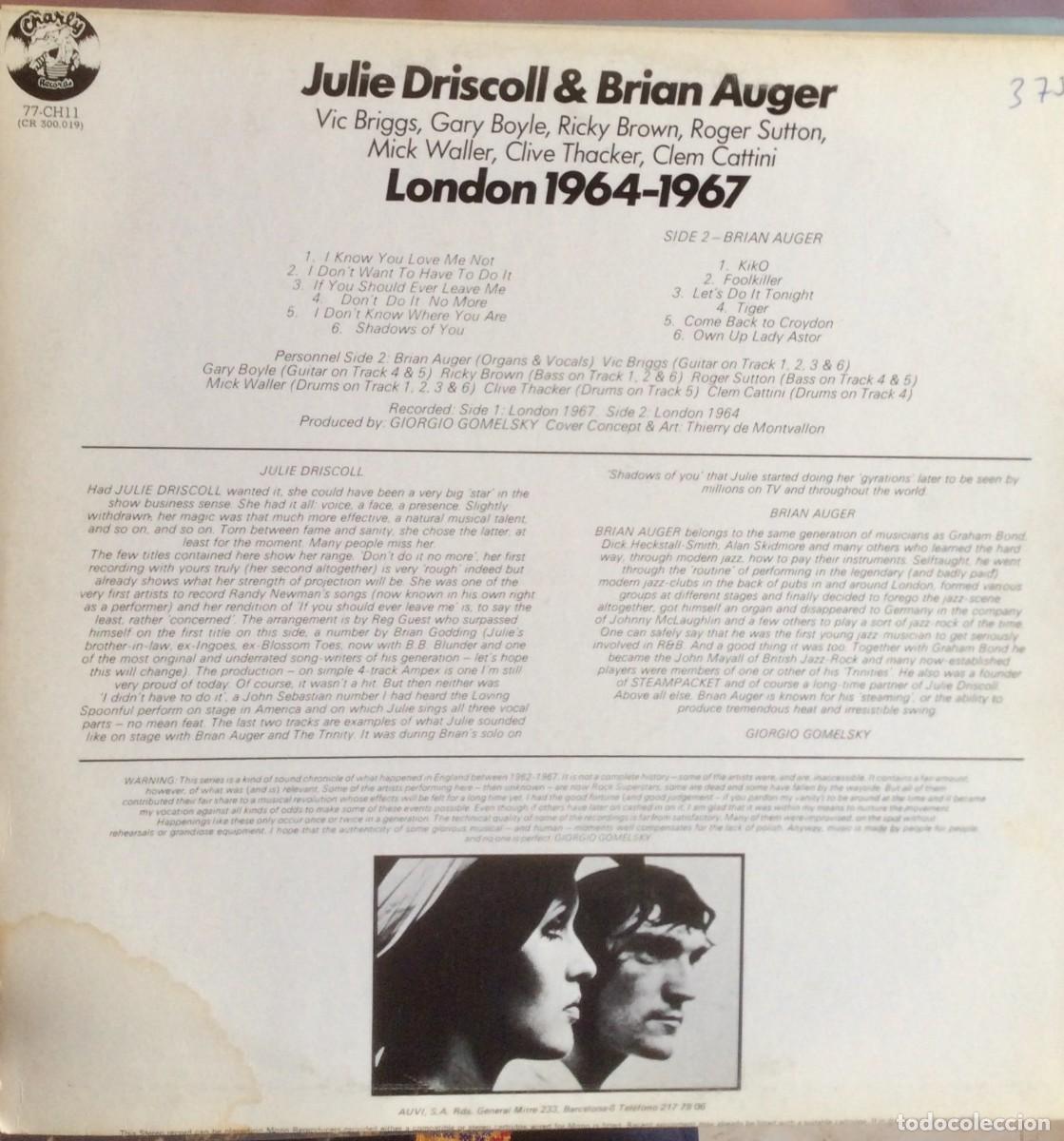 Discos de vinilo: JULIE DRISCOLL & BRIAN AUGER // Espa&ntilde;a 1977 (IMPECABLE) - Foto 2