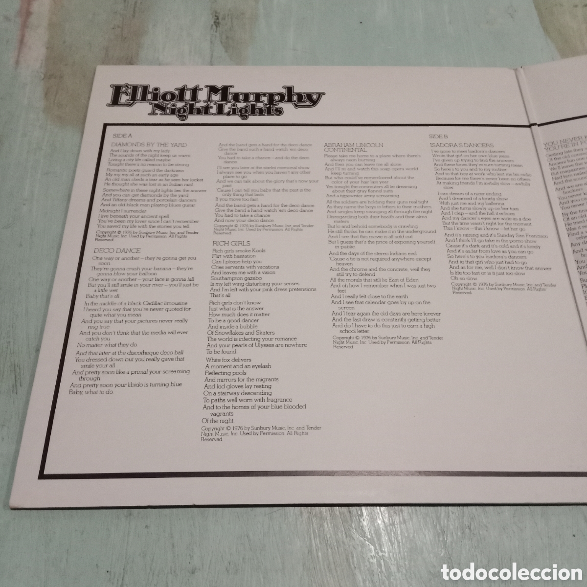 Discos de vinilo: ELLIOT MURPHY - NIGHT LIGHTS - LP GATEFOLD - Foto 4