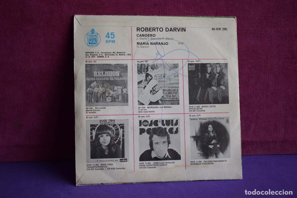 Discos de vinilo: ROBERTO DARVIN - CANOERO - SINGLE 1975 - Foto 3