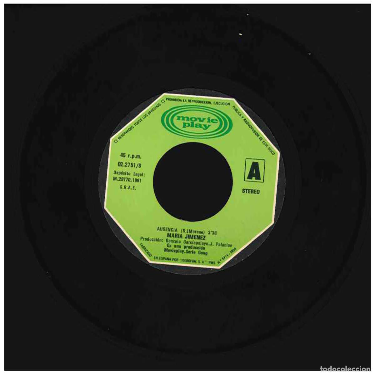 Discos de vinilo: Mar&iacute;a Jim&eacute;nez &ndash; Ausencia - Foto 1