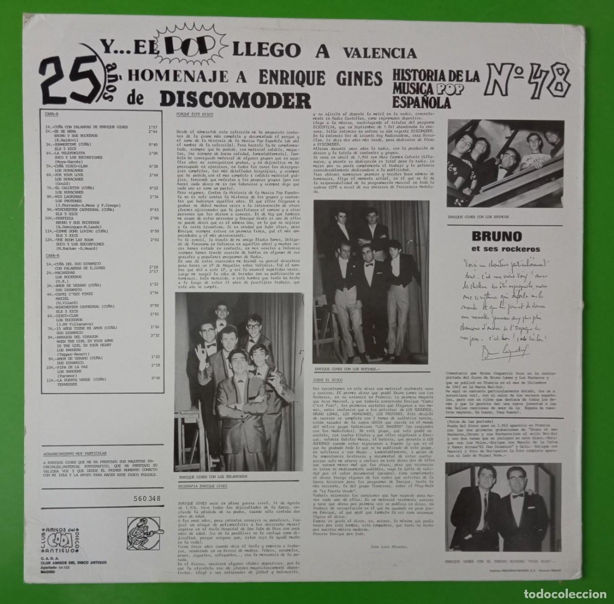 Discos de vinilo: Y... el POP lleg&oacute; a Valencia (Homenaje a Enrique Gines) Discomoder - LP - Foto 2
