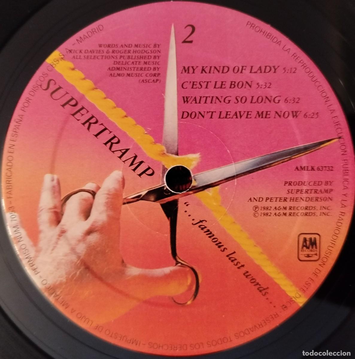 Discos de vinilo: SUPERTRAMP ** &rdquo;...Famous Last Words...&rdquo; ** VINILO LP 1982 - Foto 4