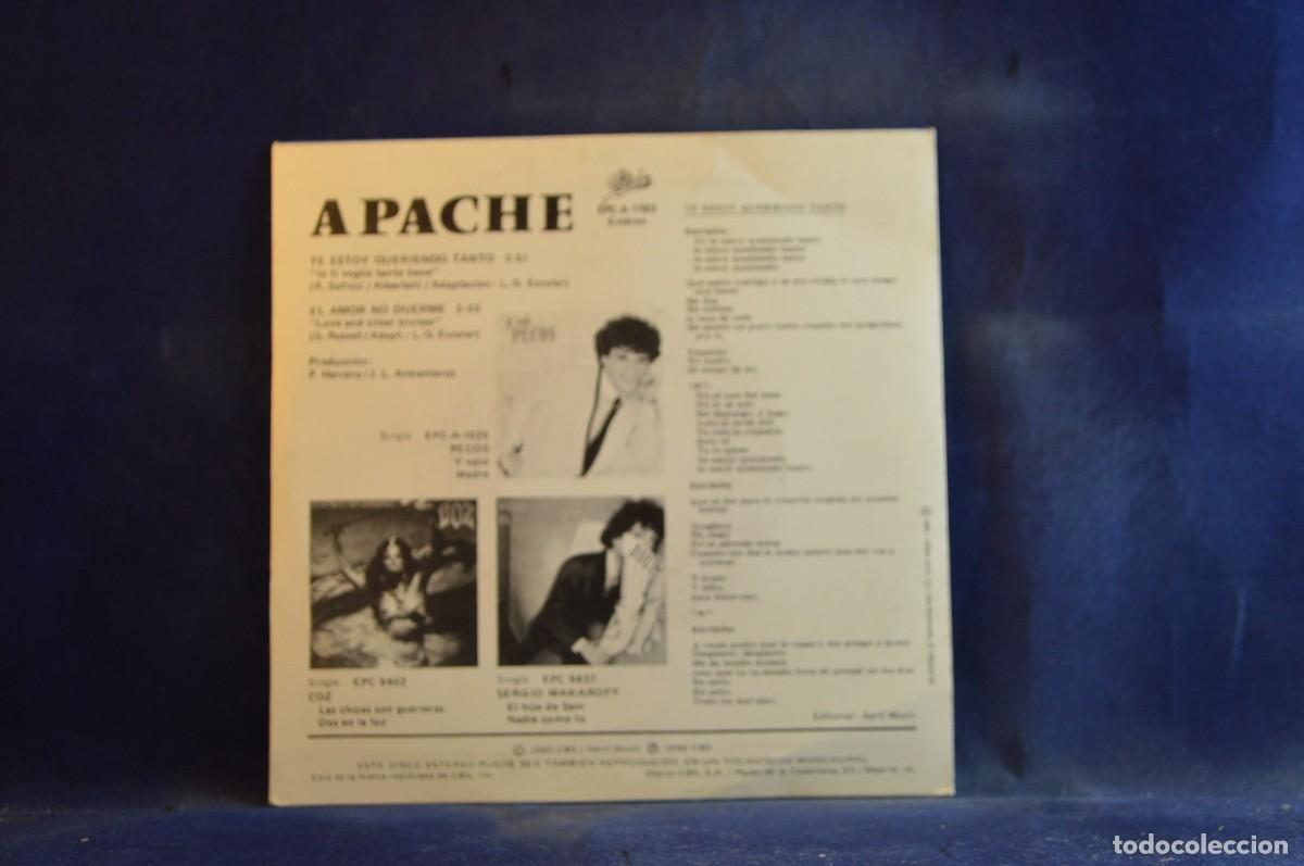 Discos de vinilo: APACHE - TE ESTOY QUERIENDO TANTO - EL AMOR NO DUERME - SINGLE - Foto 2