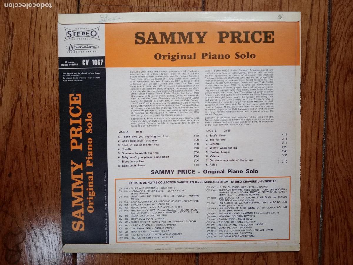 Discos de vinilo: Sammy Price - original piano solo - Foto 2