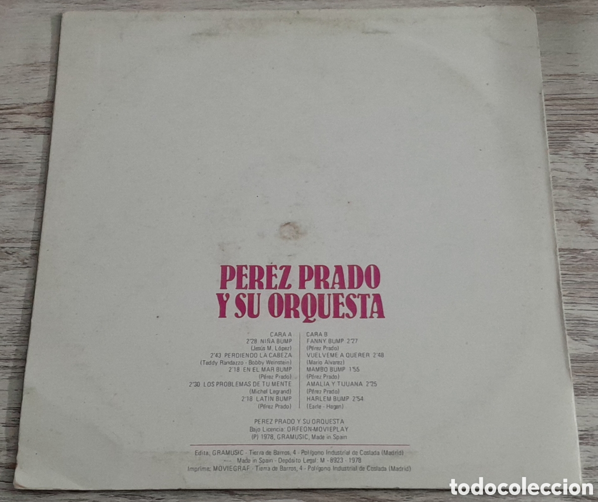 Discos de vinilo: PEREZ PRADO Y SU ORQUESTA - GRAMUSIC 1978 - Foto 2