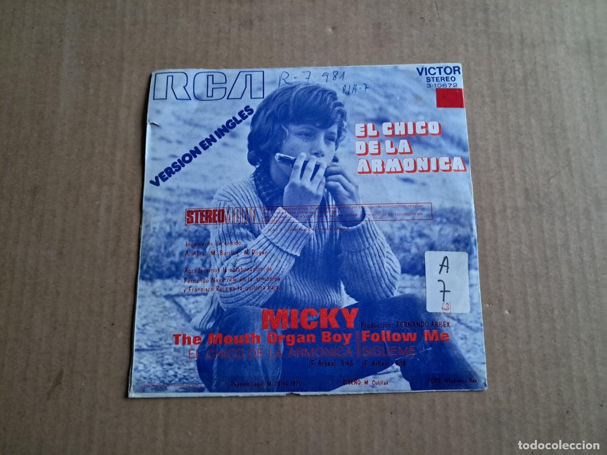 Discos de vinilo: MICKY - EL CHICO DE LA ARMONICA ( VERSION EN INGLES ) SINGLE 1971 - Foto 3