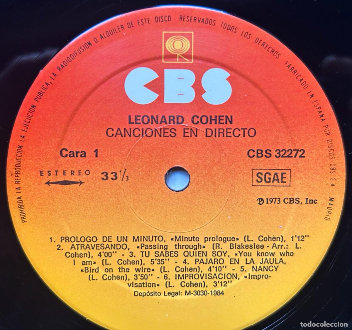 Discos de vinilo: Leonard Cohen - Live Songs - LP - Foto 4