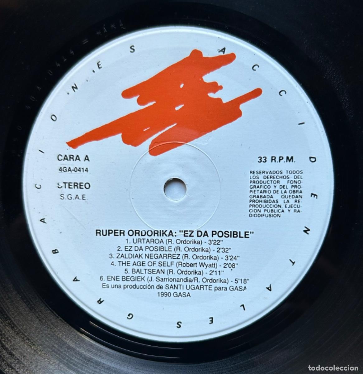 Discos de vinilo: Ruper Ordorika - Ez Da Posible - LP - Foto 6