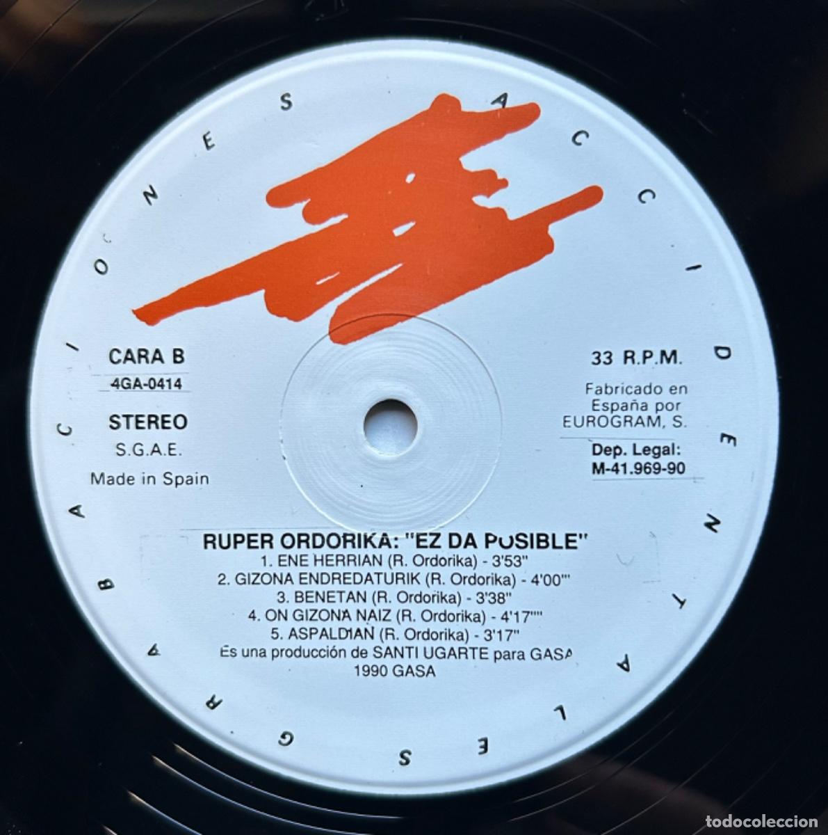 Discos de vinilo: Ruper Ordorika - Ez Da Posible - LP - Foto 8