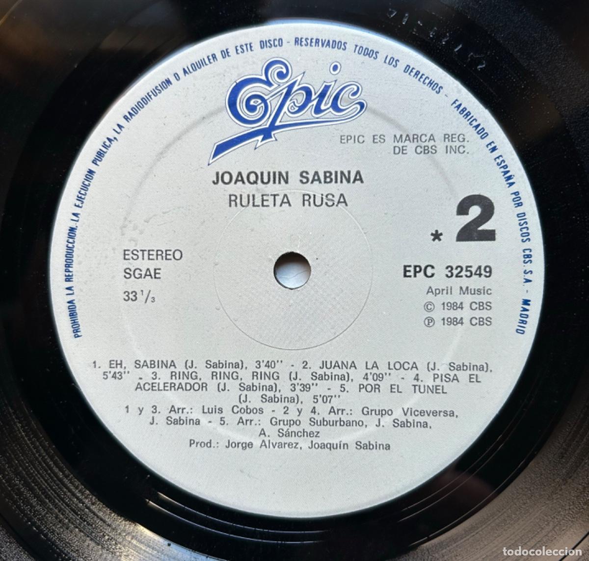 Discos de vinilo: Joaqu&iacute;n Sabina - Ruleta Rusa - LP - Foto 7