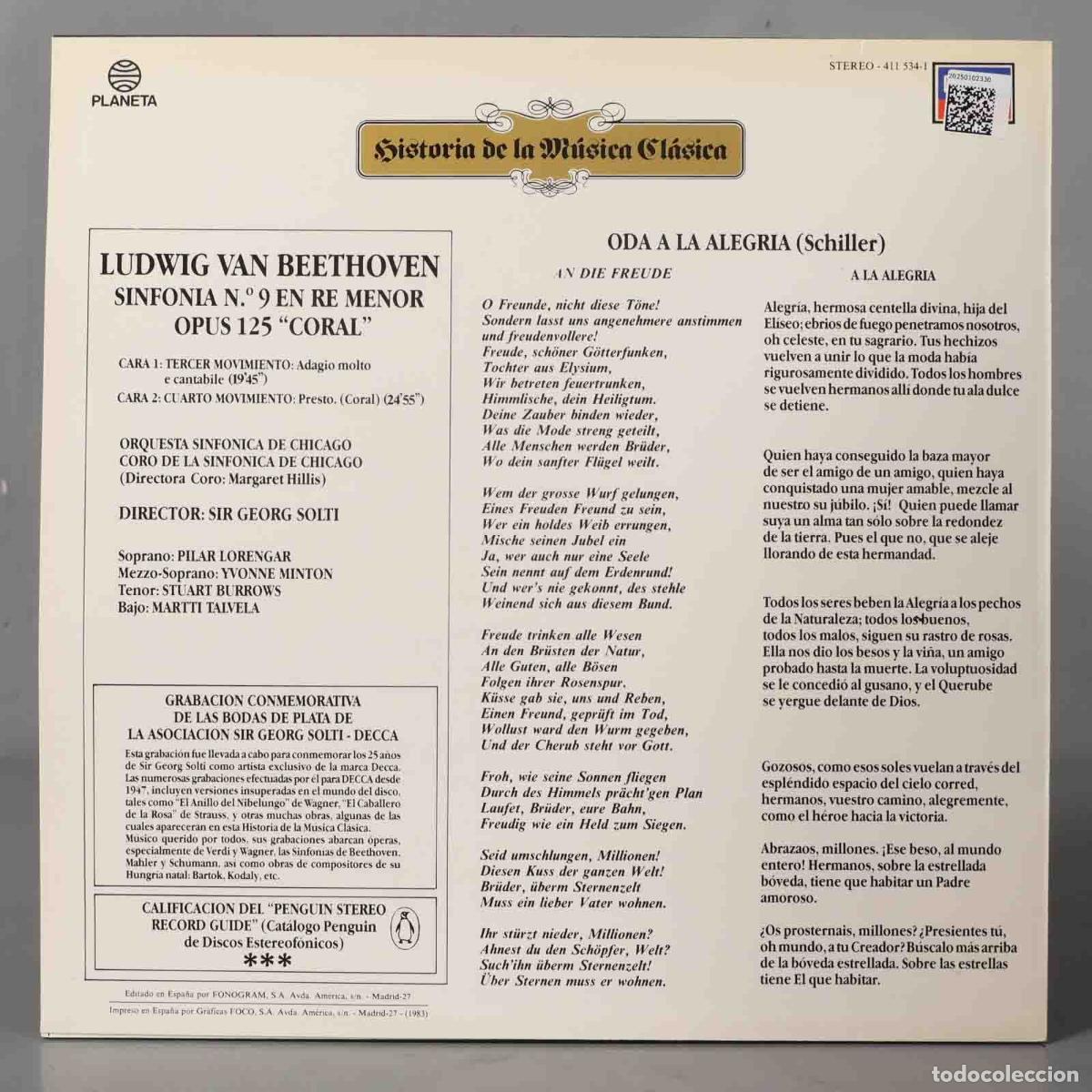 Discos de vinilo: LP. BEETHOVEN SINFONIA 9 SOLTI - Foto 2