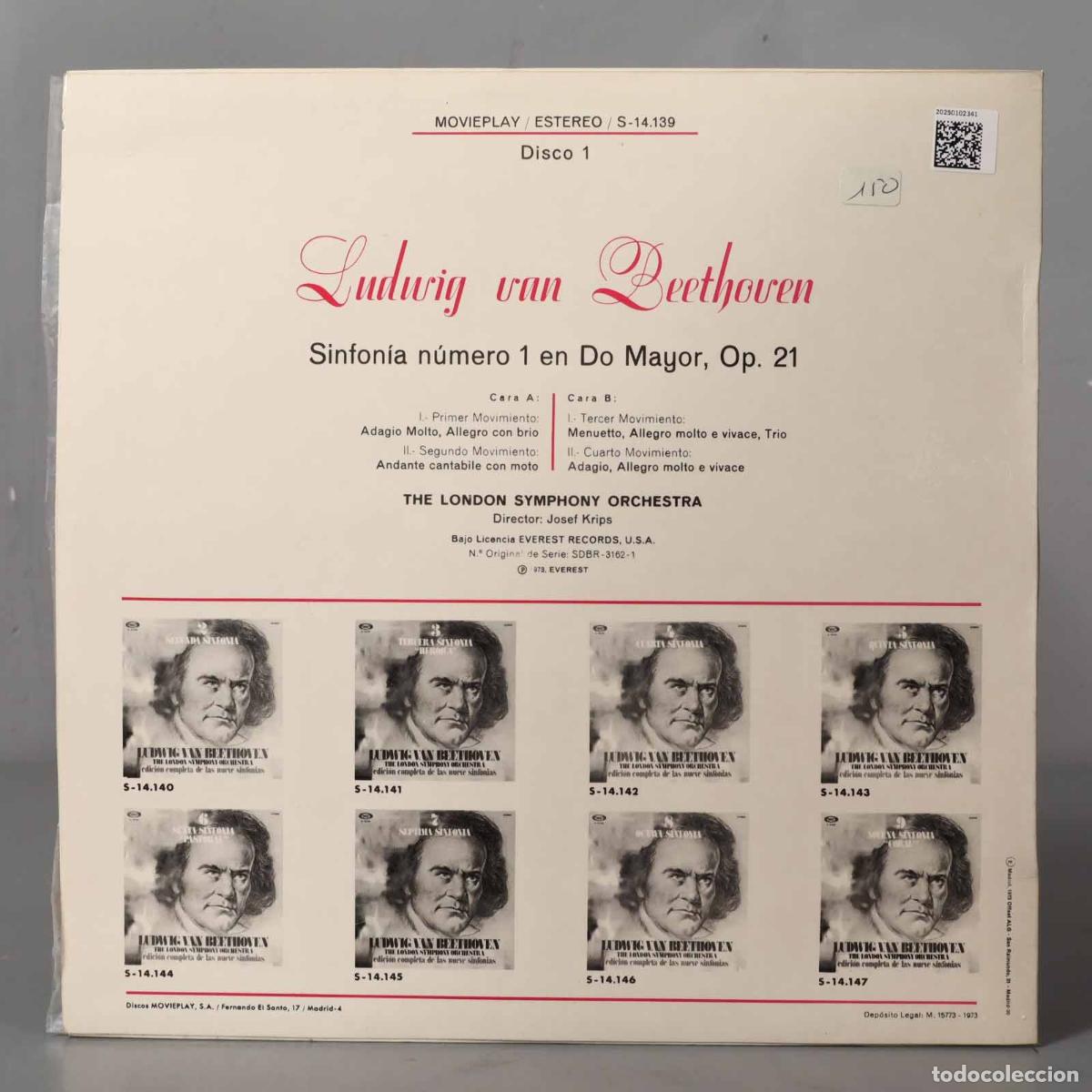 Discos de vinilo: LP. SINFONIA 1 BEETHOVEN KRIPS - Foto 2