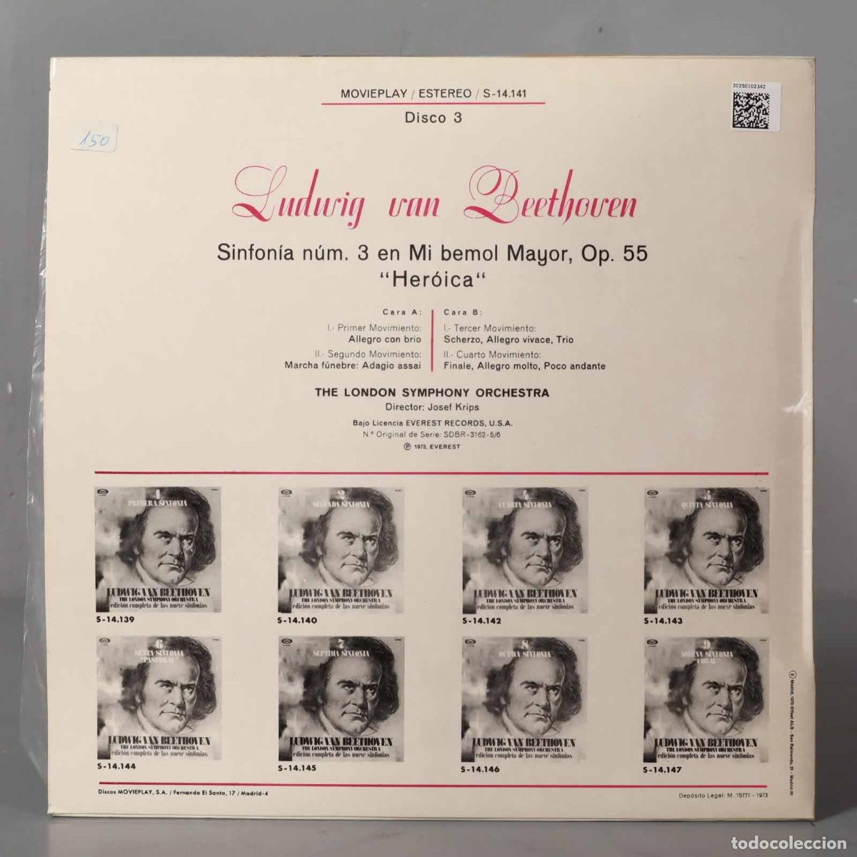 Discos de vinilo: LP. SINFONIA 3 BEETHOVEN KRIPS - Foto 2