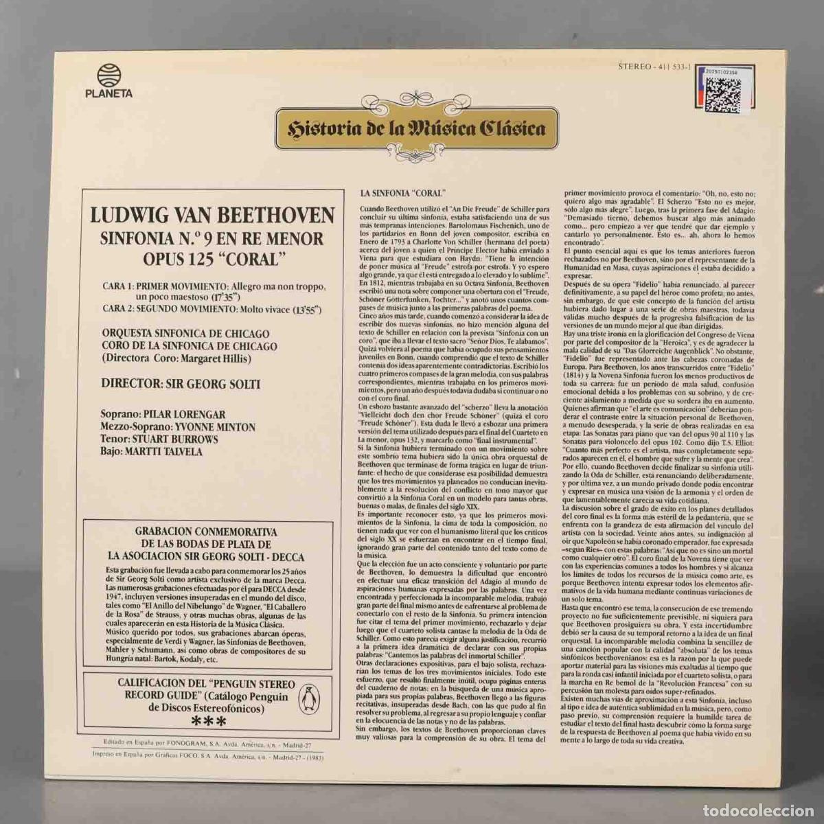 Discos de vinilo: LP. BEETHOVEN SINFONIA 9 SOLTI - Foto 2