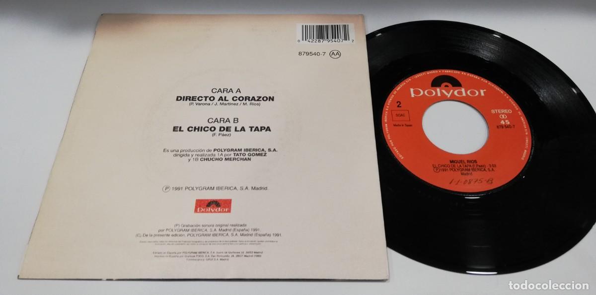 Discos de vinilo: SCO18-Miguel R&iacute;os - Directo Al Coraz&oacute;n (7&rdquo;, Single) - Foto 2