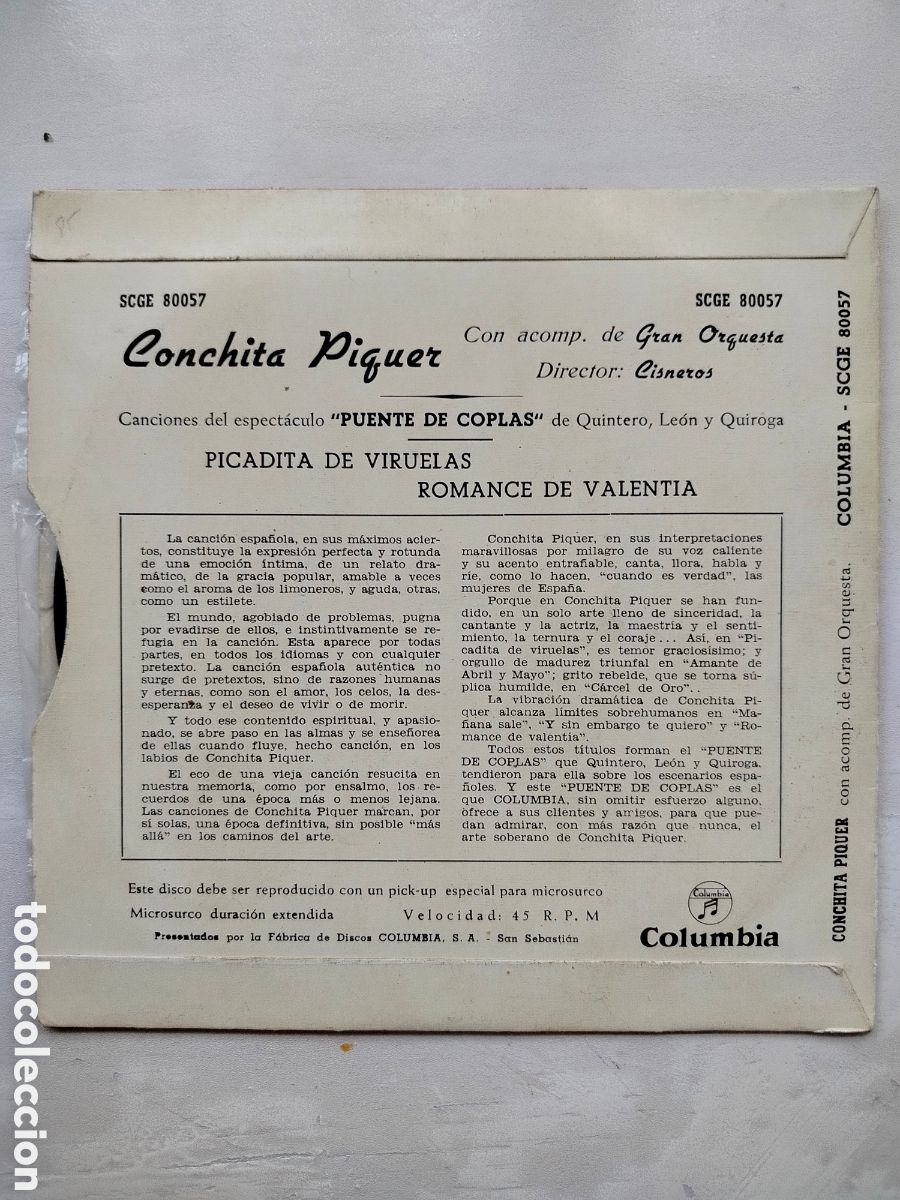 Discos de vinilo: Conchita Piquer Single - Foto 2