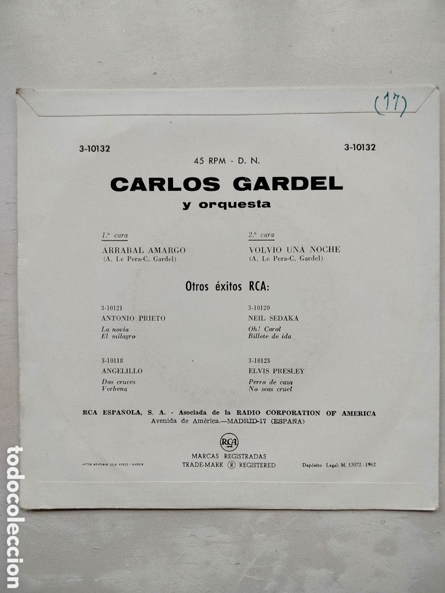 Discos de vinilo: Carlos Gardel Single - Foto 2