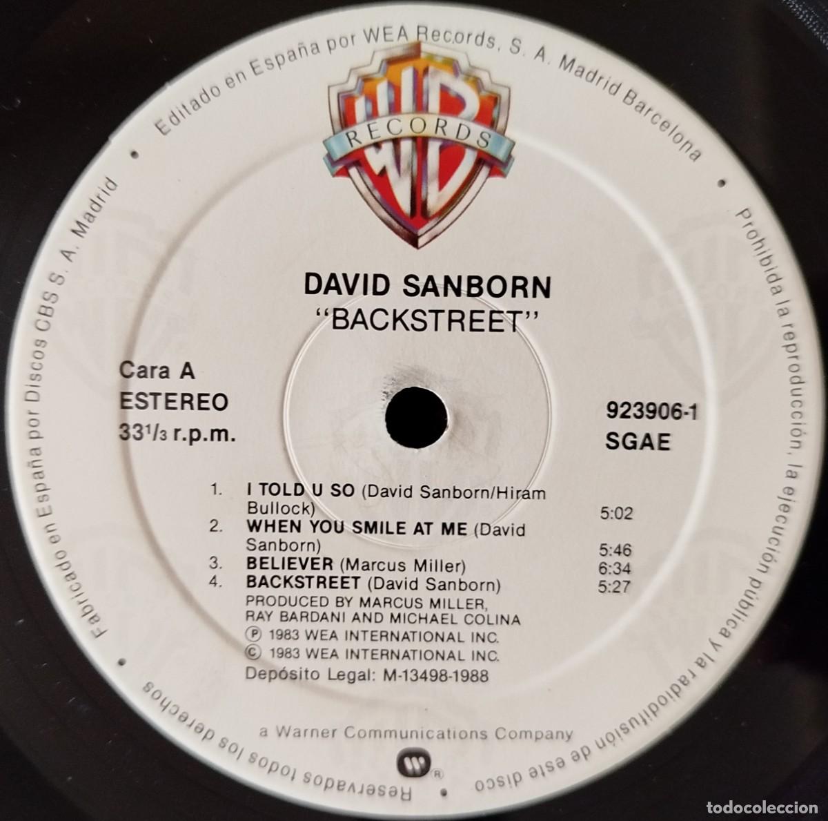Discos de vinilo: DAVID SANBORN ** Backstreet ** VINILO LP 1983 - Foto 3