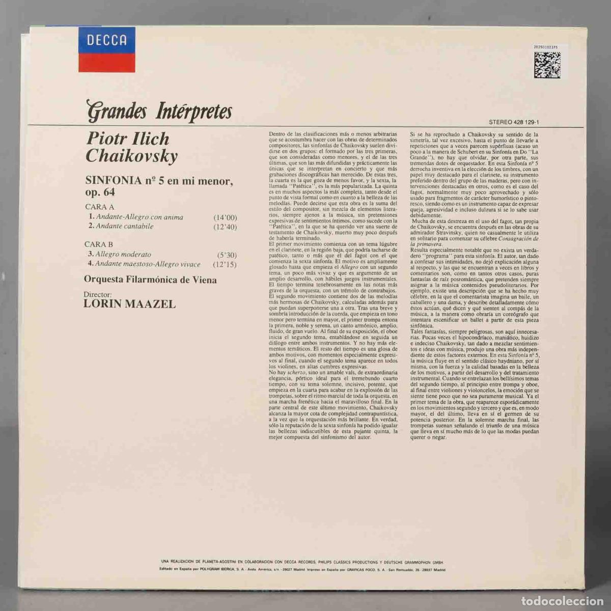 Discos de vinilo: LP. MAAZEL. CHAIKOVSKY. SINFONIA 5 - Foto 2
